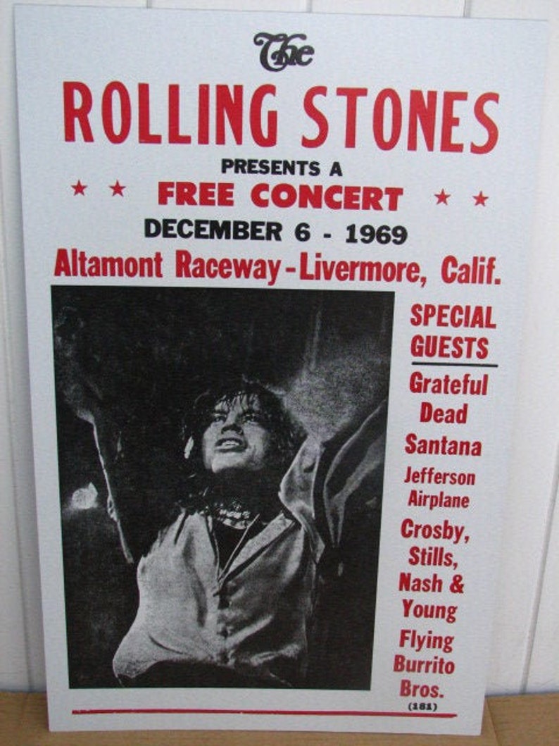Vintage Rolling Stones Concert Poster 1969 Altamont Raceway | Etsy