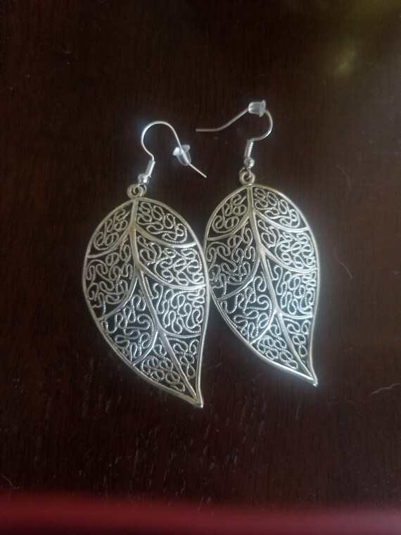 Silver or Gold Leaf Earrings or Necklace