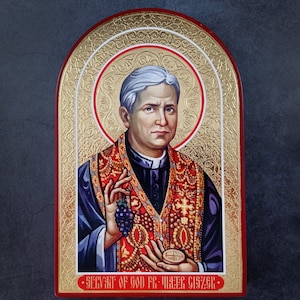 Byzantine Handmade Icon Replica: Servant of God Father Walter Ciszek for Orthodox Gifts and Home Decor