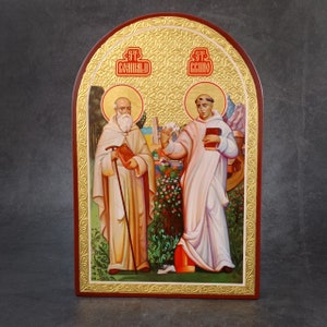 Byzantine Icon Replica: Saint Romuald and Saint Bruno - Greek Orthodox Gift for Prayer Corners and Church Decor