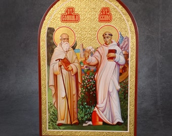 Byzantine Icon Replica: Saint Romuald and Saint Bruno - Greek Orthodox Gift for Prayer Corners and Church Decor
