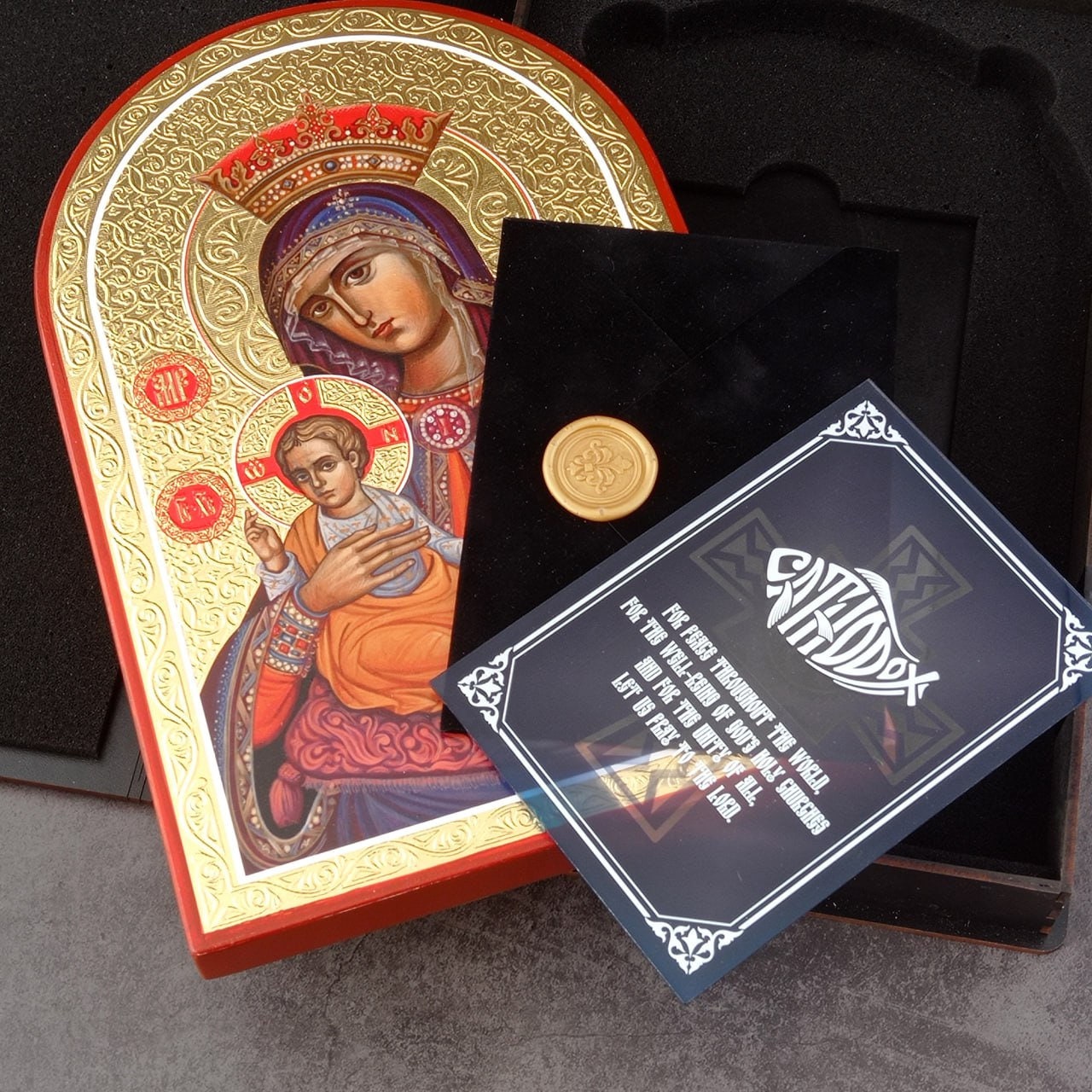 Our Lady Of Ostrabrama Icon - Greek Orthodox Byzantine Art | Handmade On Natural Solid Carved Wood