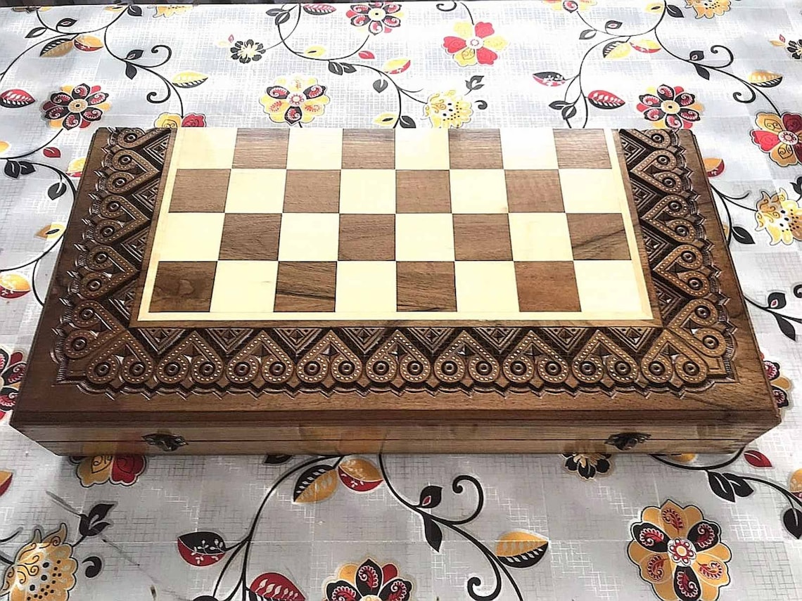 Custom backgammon chess checkers set 3 in 1 table game Etsy