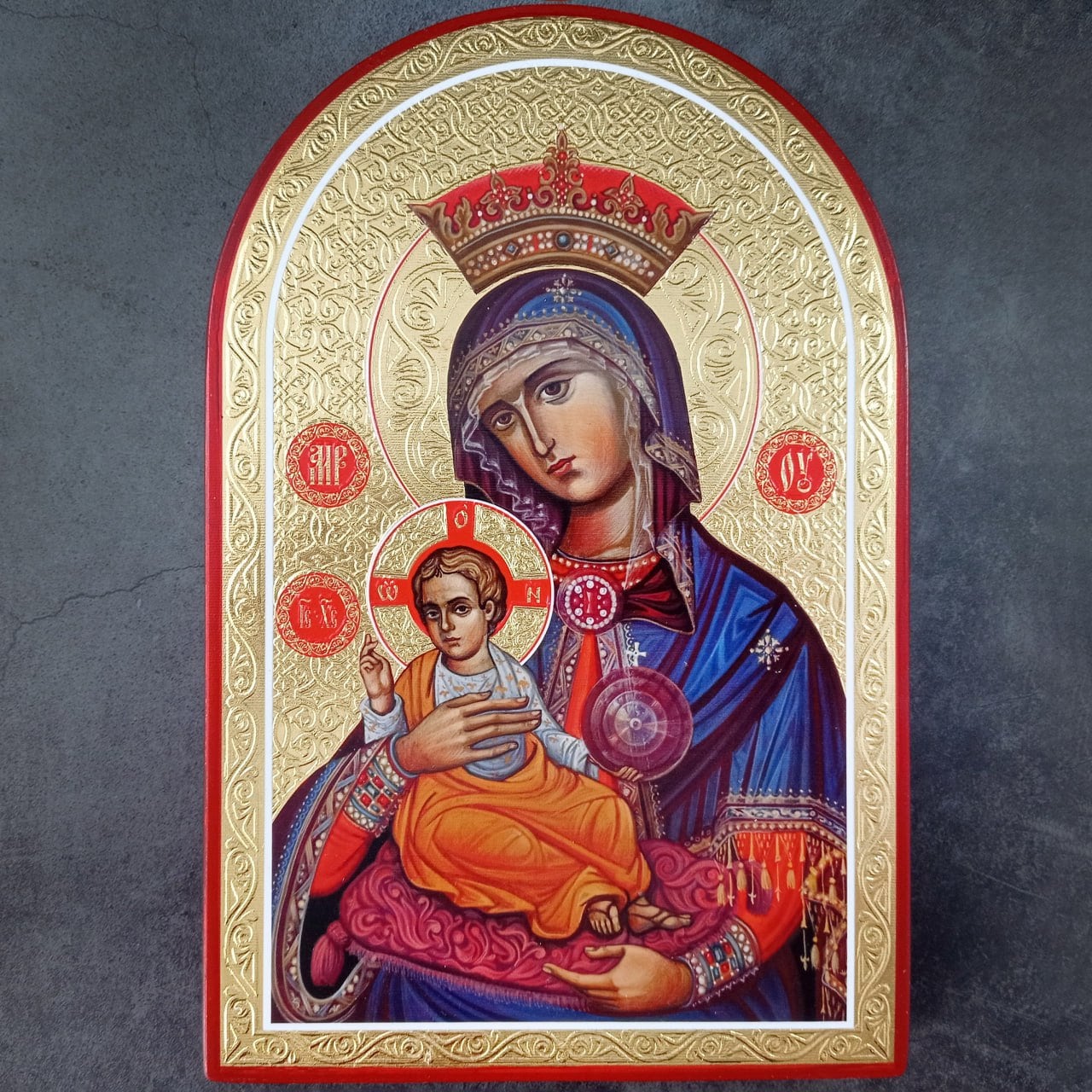 Our Lady Of Ostrabrama Icon - Greek Orthodox Byzantine Art | Handmade On Natural Solid Carved Wood