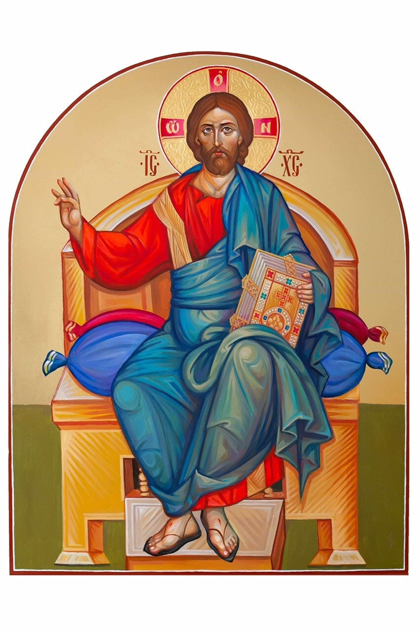Byzantinische Handmade-Christus-Pantokrator-Ikone: Griechisch-Orthodoxes Geschenk für Gebetsecken