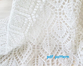 Lace shawl pattern, triangular knitted shawl, shawl pdf pattern