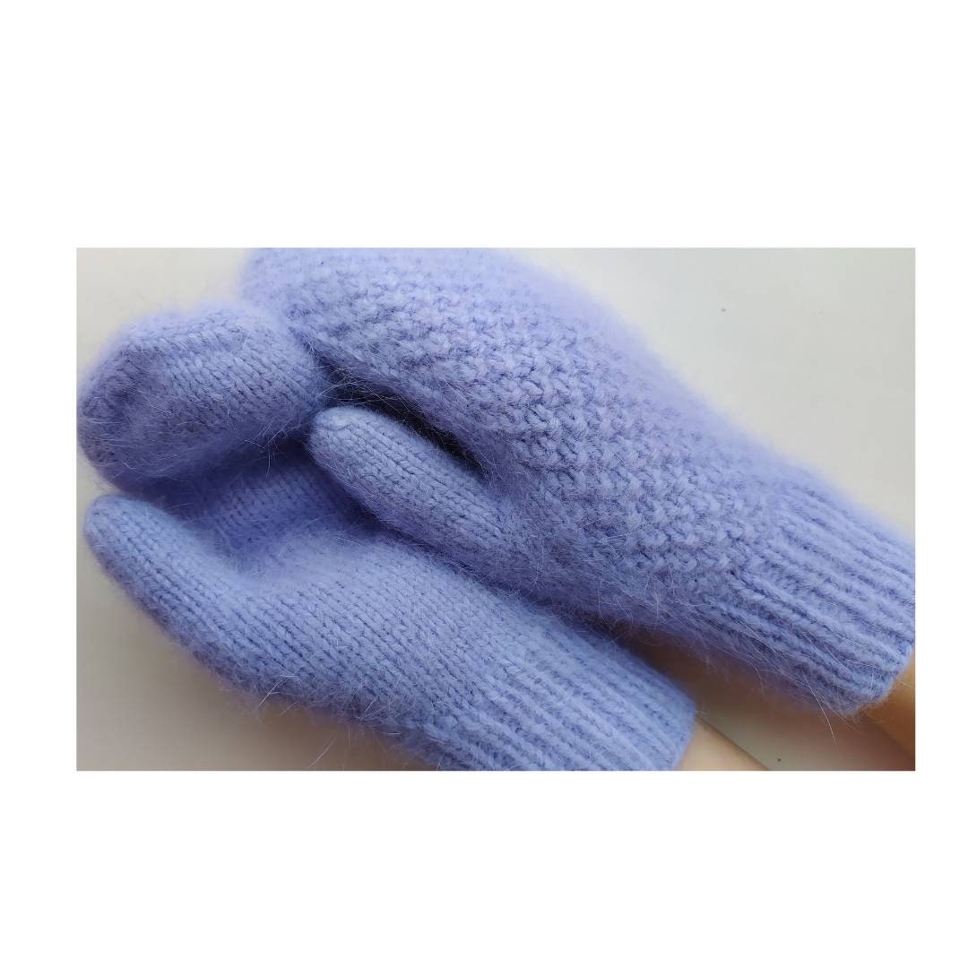 Warm fluffy mittens for women hand knit blue mittens Etsy