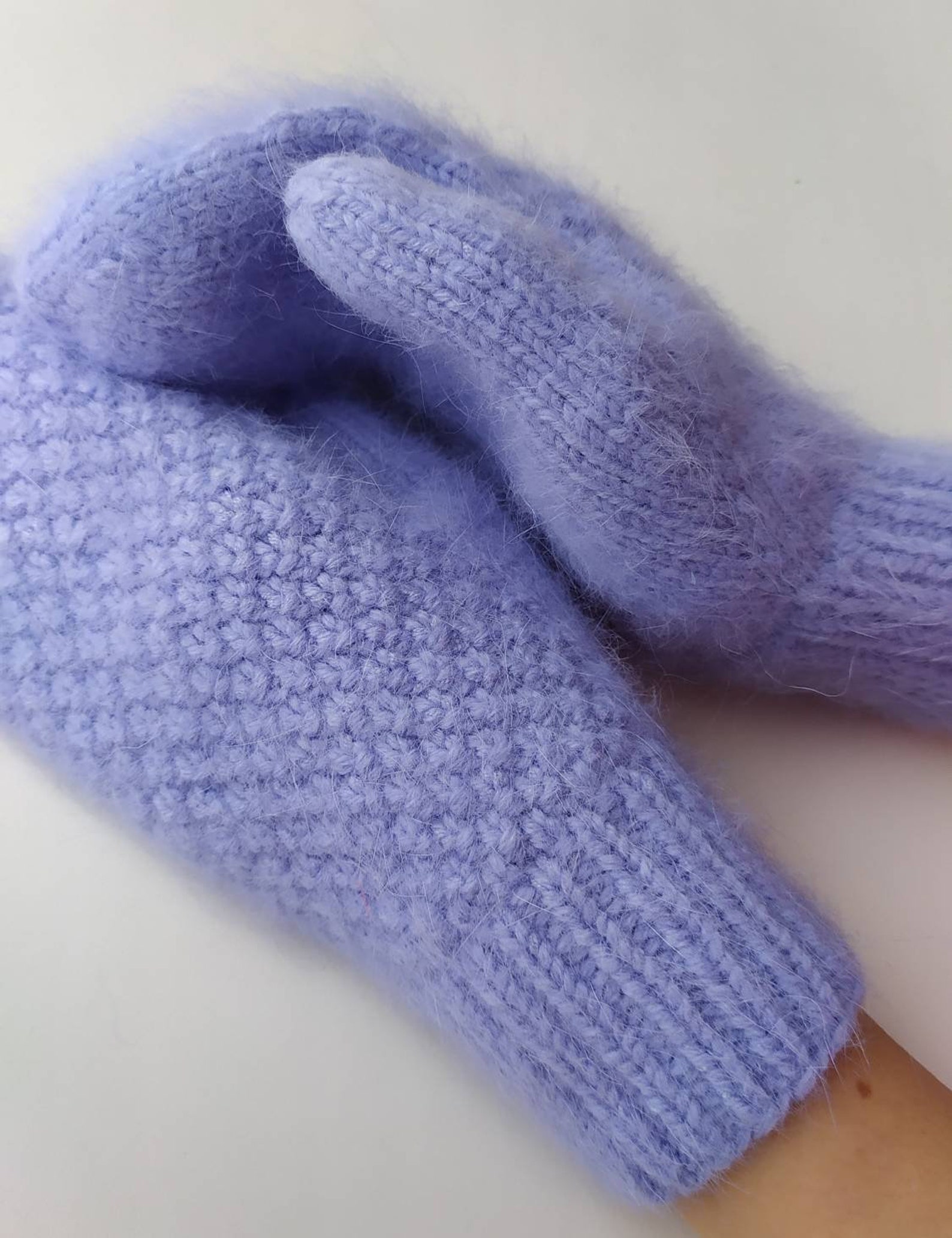 Warm fluffy mittens for women hand knit blue mittens Etsy