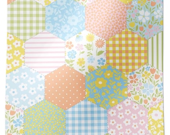 Baby Quilt Design Tissue Paper: Gold Foil Baby Shower Theme - Made in Italy
