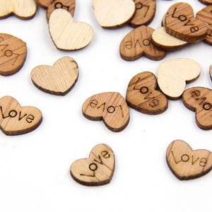 Love Wood Hearts, Wood Confetti Engraved Love Hearts, Wedding Decor, Table Decor, Wood Confetti, Heart Wood Confetti, Rustic Wedding,