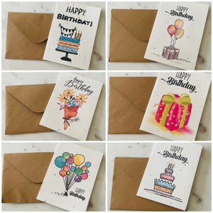 Cartes de voeux 6 carats avec graines de fleurs à planter, Cartes écologiques, Papier pour graines de fleurs sauvages, Cartes botaniques zéro déchet, Série pollinisateurs de fleurs sauvages