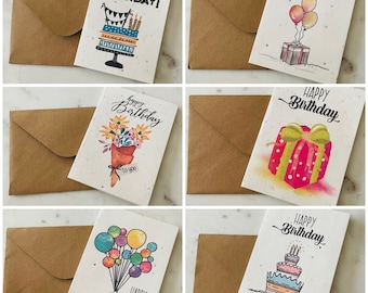 Plantable Wildflower Seed Paper Greeting Cards: Eco-Friendly Birthday Cards (6ct)