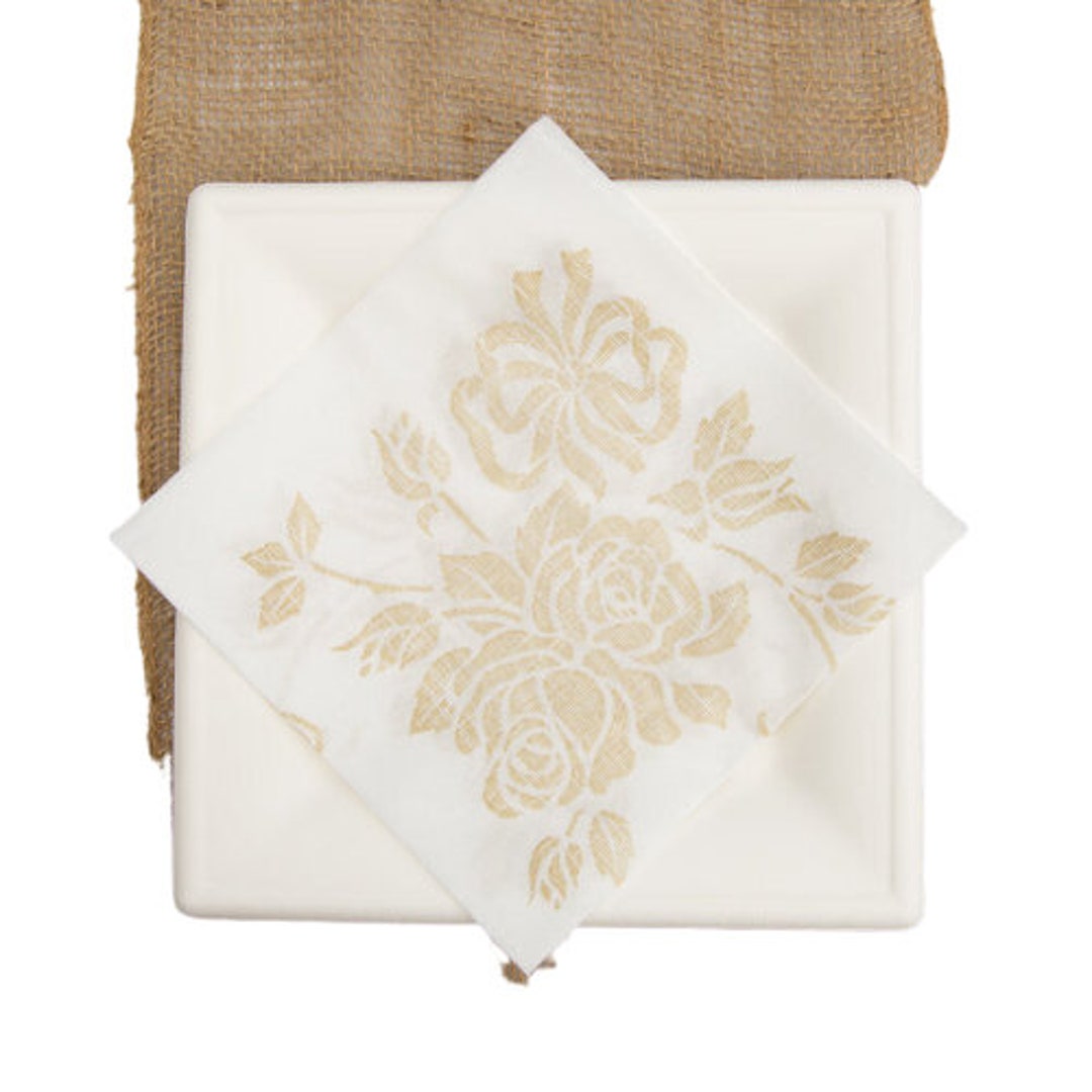 50ct Gold Linen Feel Disposable Napkin Wedding Napkins Etsy