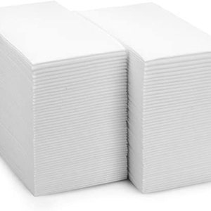 Linen Feel Disposable Napkins: White Air Laid Paper, Wedding Dinner Party, 50-200 Count