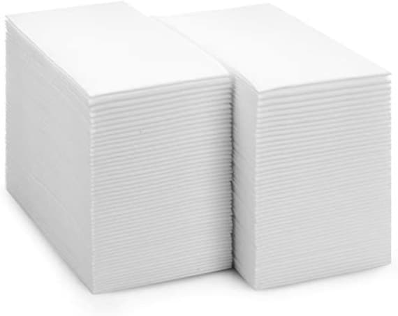 Linen Feel Disposable Napkins: White Air Laid Paper, Wedding Dinner Party, 50-200 Count