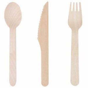 Birch Wood Cutlery Set: Eco-Friendly Party Tableware, MADE IN USA