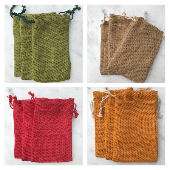 4 x 6 Small Burlap Bags With Drawstring - 100% Natural Jute