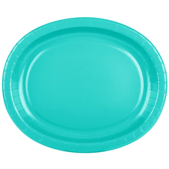 25 12X10 Teal Oval Paper Plate Wedding Etsy