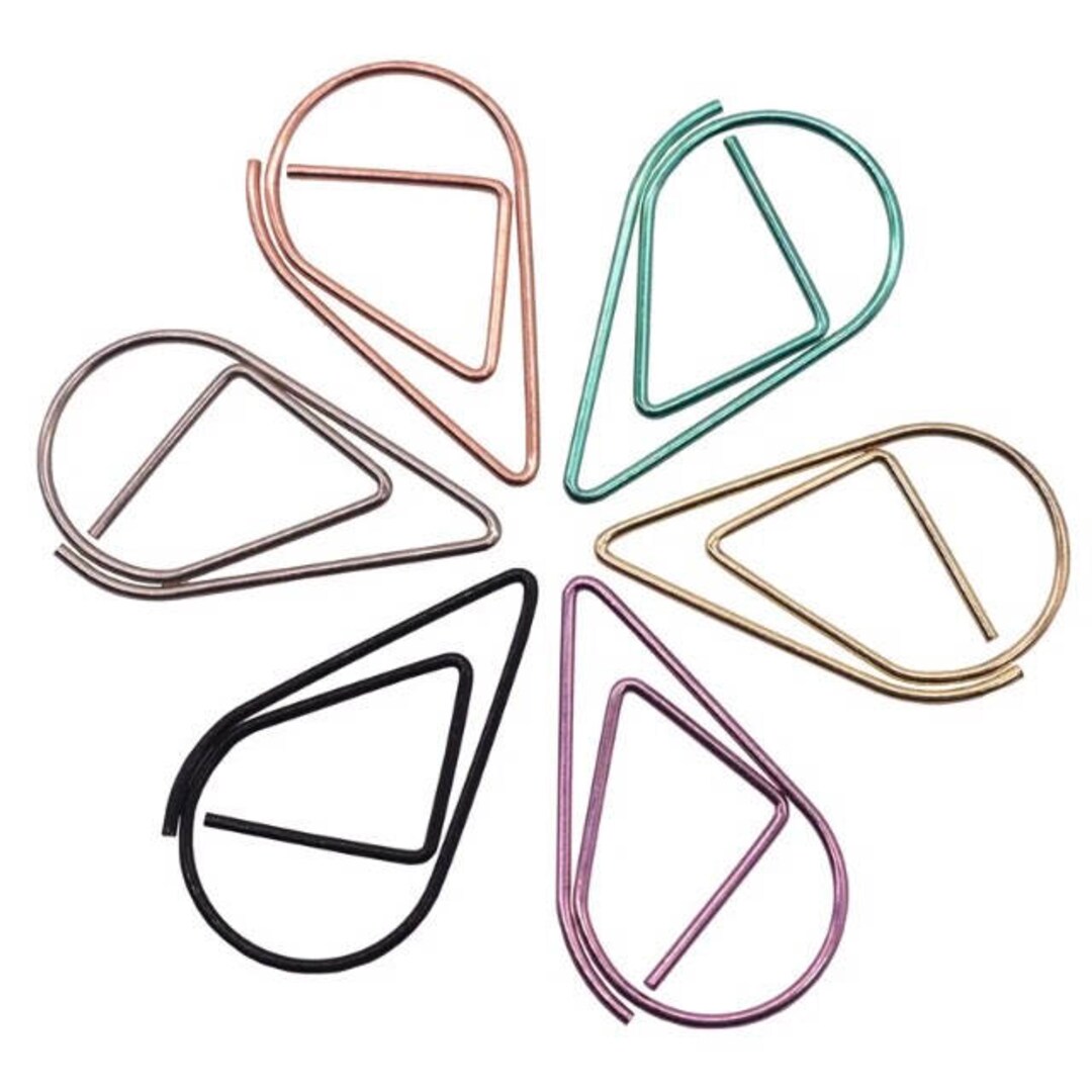 Teardrop Paper Clips Black Raindrop Metal Paper Clip Paper Etsy