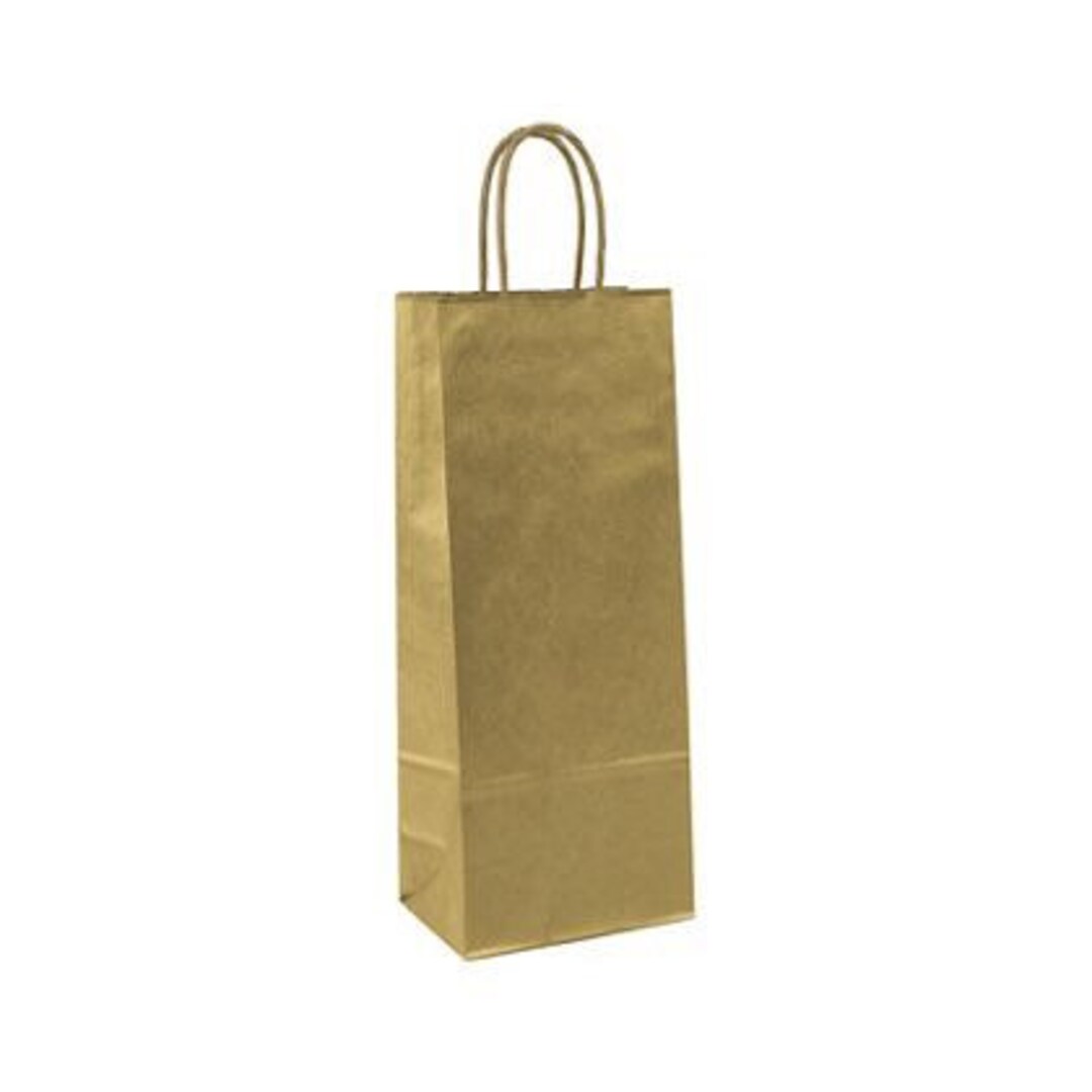 Metallic Gold Kraft Wine Paper Bags, Gold Wine Bag, Wine Bags, Wine