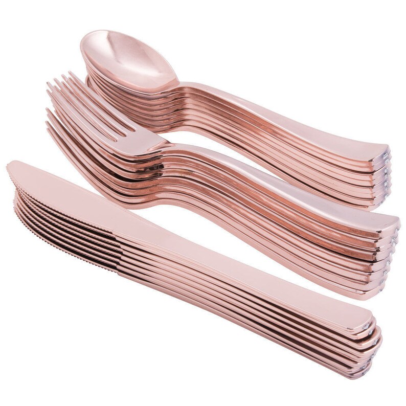 24ct Rose Gold Plastic Cutlery Rose Gold Plastic Cutlery Etsy