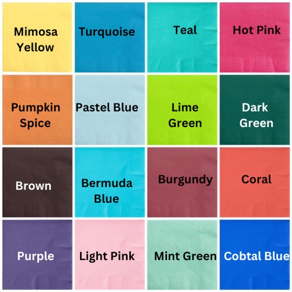 Colored 3-Ply Beverage Napkins: 50 Count Party Napkins, MADE IN USA