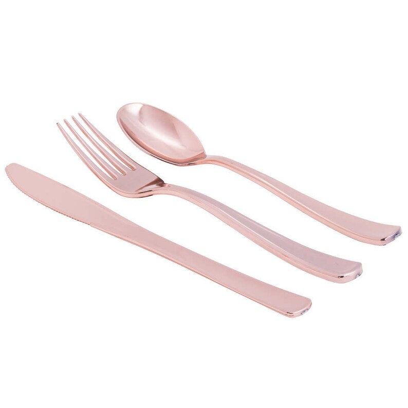 24ct Rose Gold Plastic Cutlery Rose Gold Plastic Cutlery Etsy