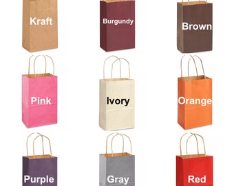 8x5x3" Paper Bags,Rose Color Recycled Kraft Paper Shopping Bags,Paper Bags with Handles,Made in USA Paper Bags, Paper Shopping Bags, Bags