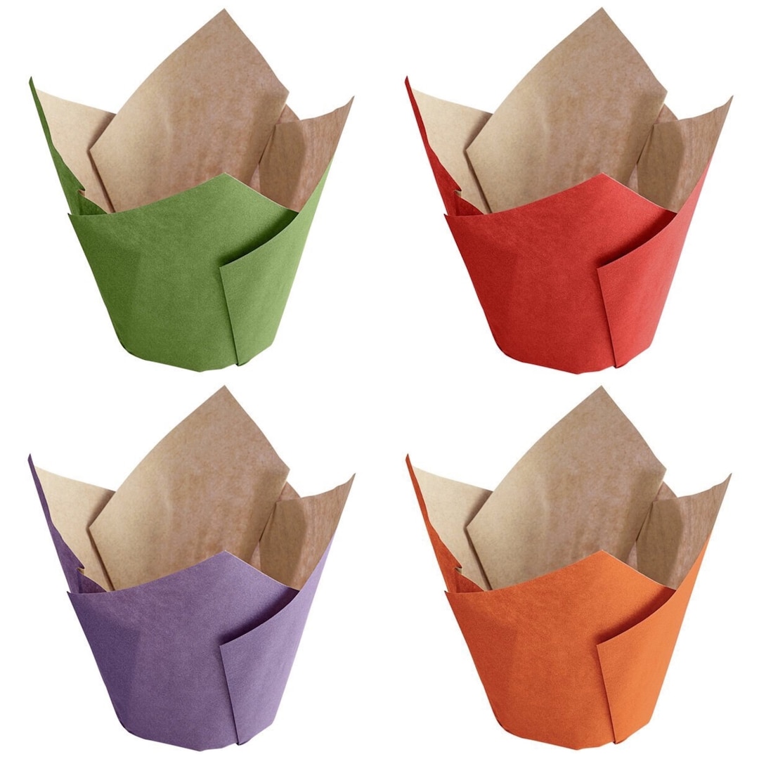 3oz Tulip Baking Cups: Assorted Colors, Grease Resistant, 70 GSM