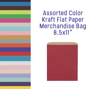 Color Flat Paper Gift Bags (8.5&quot; x 11&quot;) for Merchandise, Crafts, Party Favors, Retail, Handmade Goods, Treat Bags,Weddings, Crafts