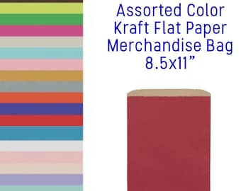 25Ct 8 "X 11"flache einfarbige Farbe Kraftbeutel für Süßigkeiten, Kekse, Waren, Gastgeschenke, Geschenktüten, kleine Papiertüten, flache Warenbeutel