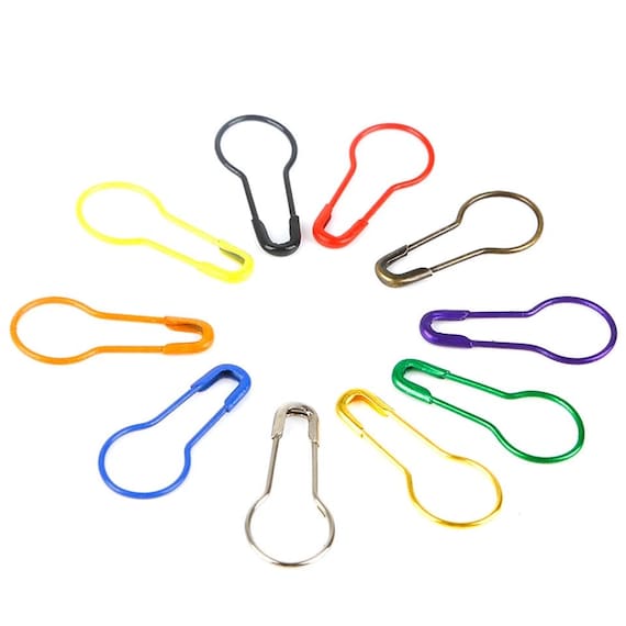 Assorted Color Gourd Shape Safety Pins 0.8 Inches Metal Bulb Pins