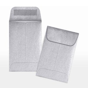 Silver Seed Packet Envelopes, Mini Silver Seed, Recycled Kraft Seed Envelopes, Silver Coin Envelopes, Seed Envelope Wedding Favors 2.25"X3.5