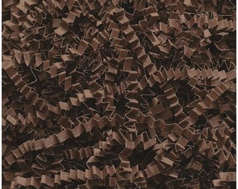 May include: Brown shredded paper, also known as crinkle cut paper, is a popular choice for gift wrapping and packaging. It is made from recycled paper and is biodegradable.
