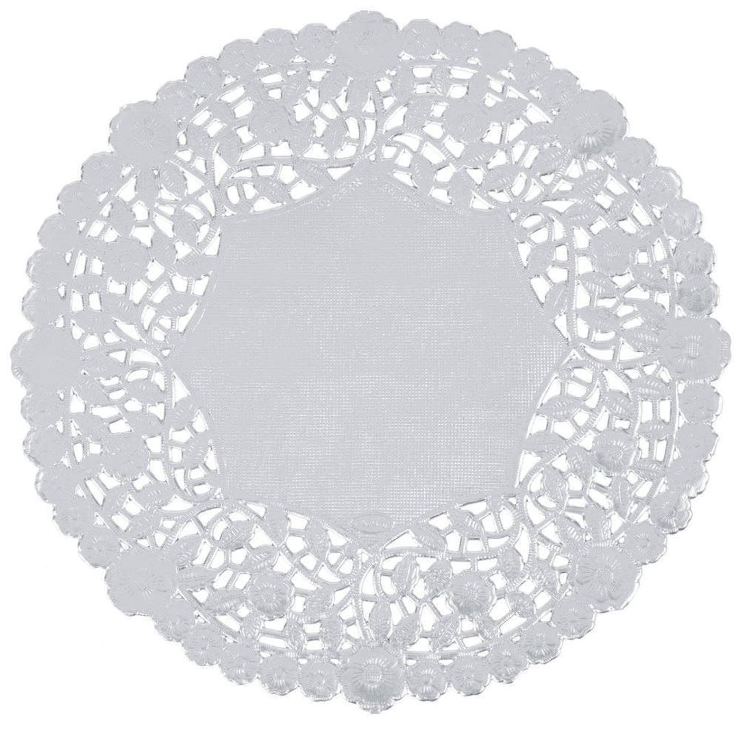 50ct Silver Foil Doilies, Silver Doily, Silver Metallic Foil Lace Paper Doily, Silver Paper