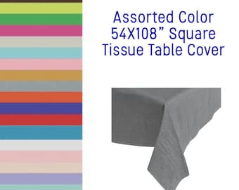 54"X108" Poly-Tissue Table Cover, table cover, Party Decoration, Table Decoration, Party Supplies, Party Table, Table Cloth, Wedding