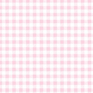 May include: A pink and white gingham pattern background.