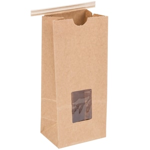 1/2 lb Bakery Bags with Window Small Kraft Paper Bags, Tin Tie Tab Lock Bags Brown Window Bags Cookie Bags Coffee Bags Treat Bags