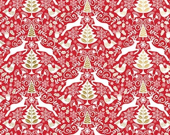 Papier de soie de Noël scandinave, emballage de renne rouge, fabriqué en Italie
