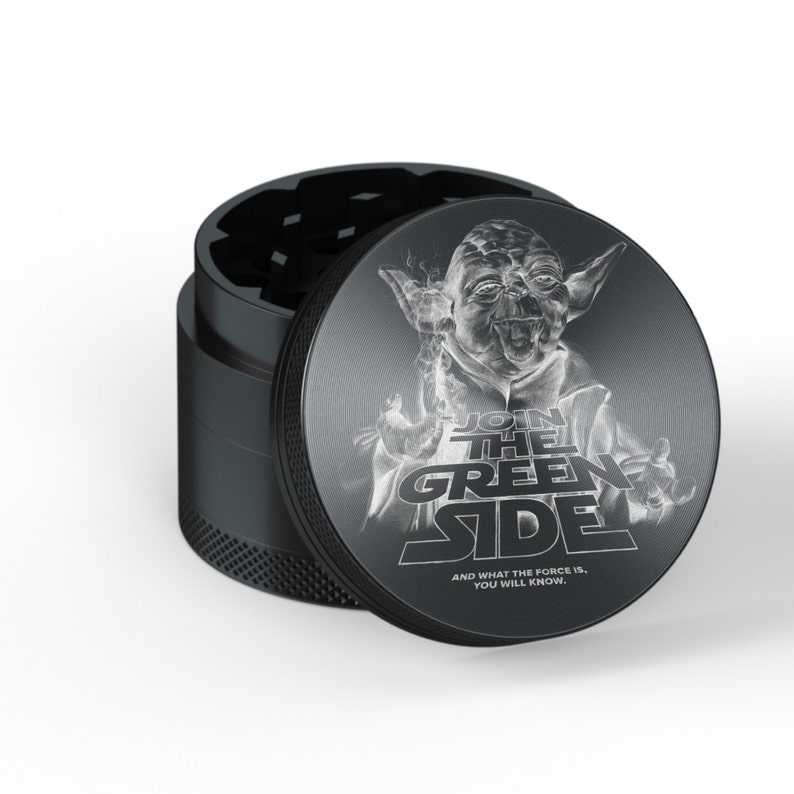 Herb Grinder Black YODA Customized Grinder Laser Engraved 4 Etsy