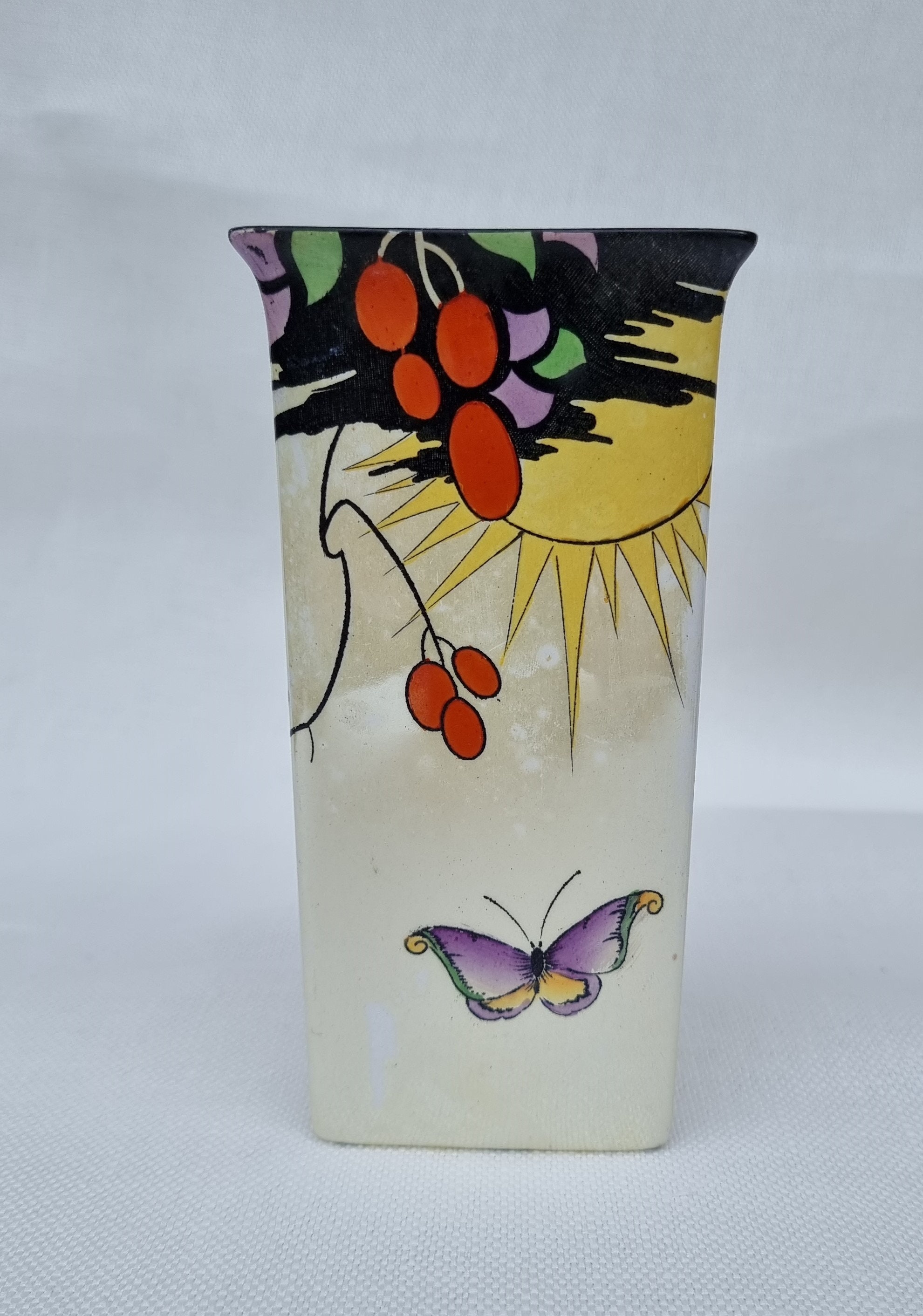 Antique Shelley Pottery Triangular Vase 8631 Cloud and Plums Etsy