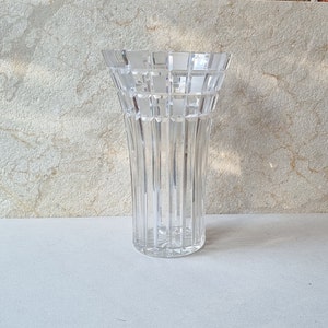 Stunning Large Heavy Tapered Crystal Vase Fluted Sides 27cms