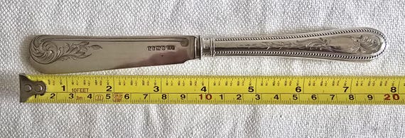 アンティーク ビクトリア朝 ホールマーク付き 純銀製 バターナイフ