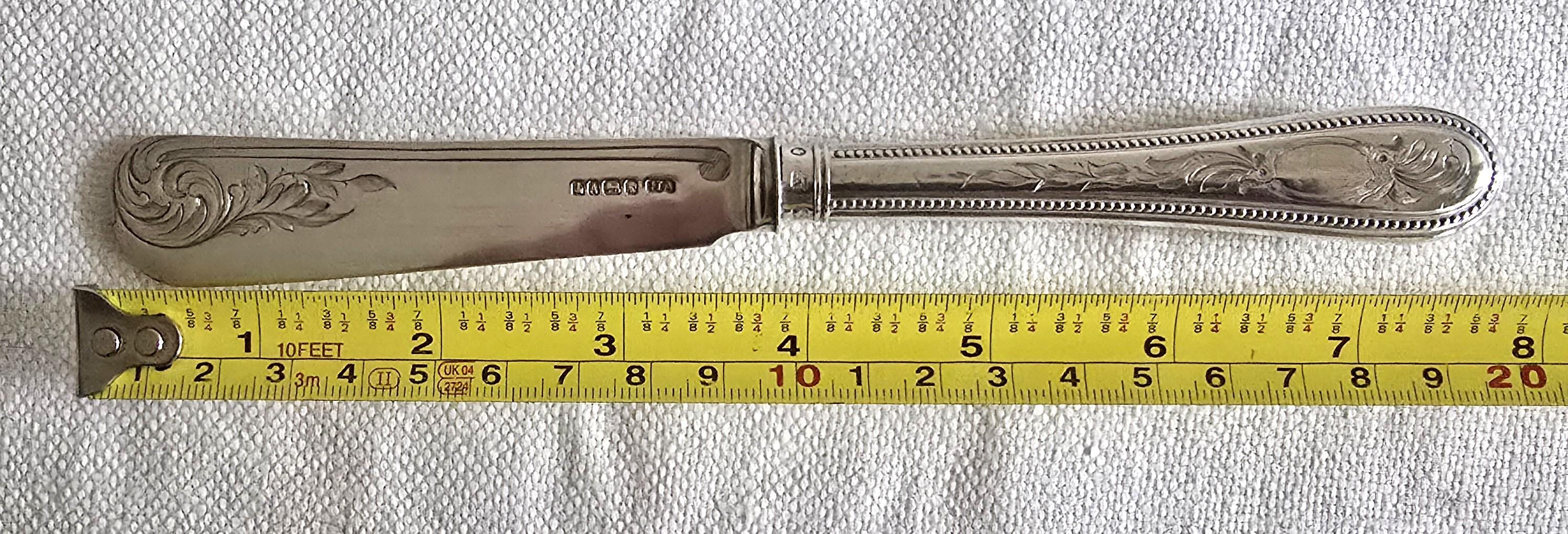 アンティーク ビクトリア朝 ホールマーク付き 純銀製 バターナイフ