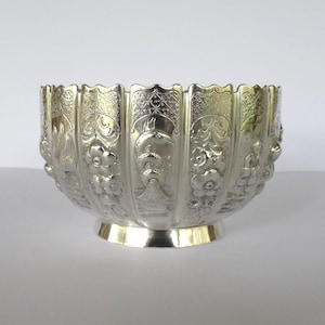 Antique Victorian Hallmarked St Silver Repousse Bowl London 1876 Ornate Silver Dish
