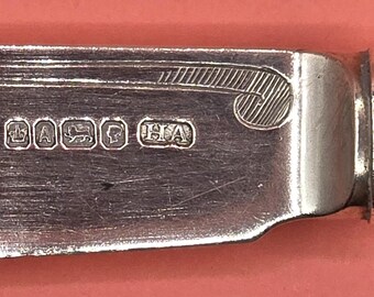 アンティーク ビクトリア朝 ホールマーク付き 純銀製 バターナイフ