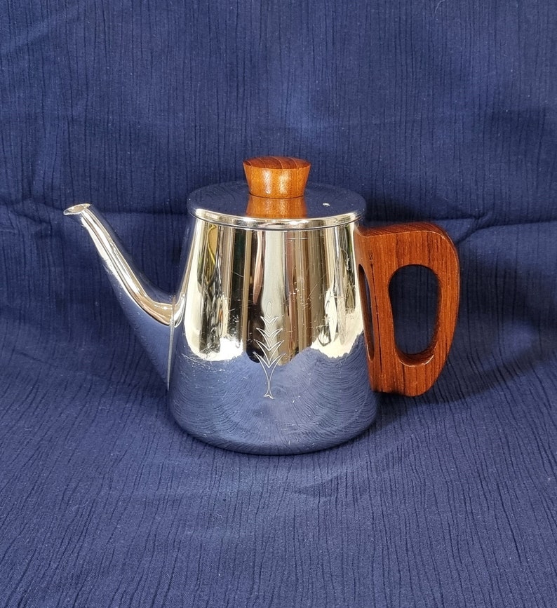 Vintage 1970s Sona England Chromed Six Cuppa Teapot Wooden Handle & Knob image 1