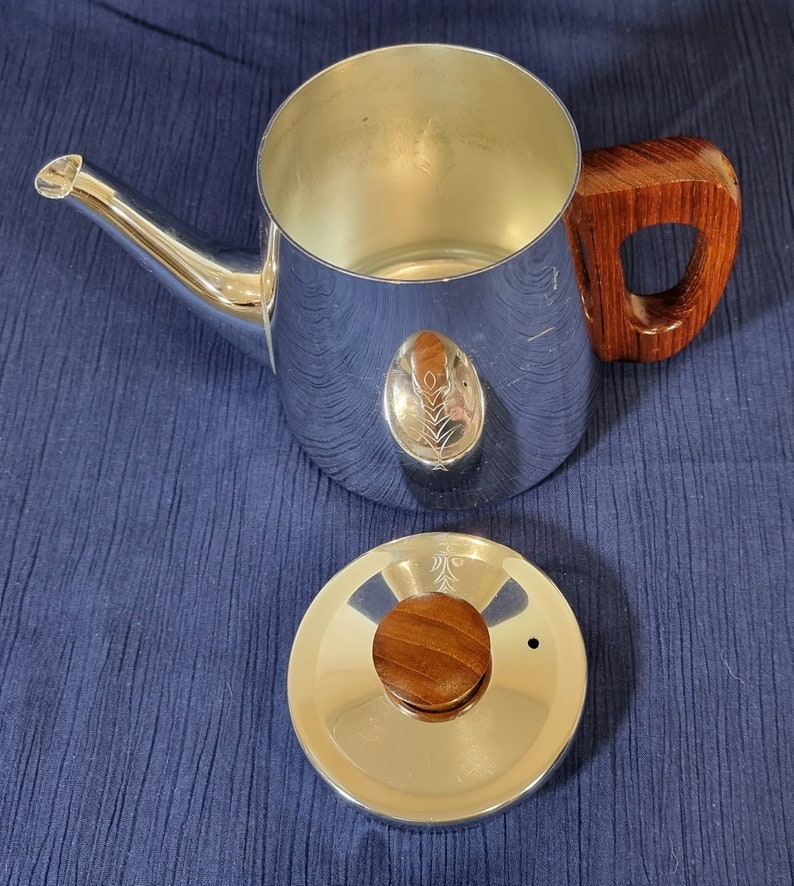 Vintage 1970s Sona England Chromed Six Cuppa Teapot Wooden Handle & Knob image 8