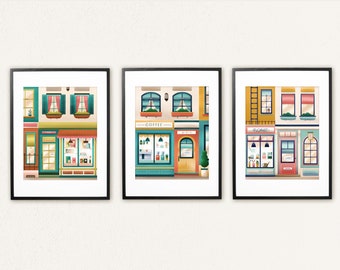 Shop Print Series Set of 3 | Book Store | Coffee Shop | Florist