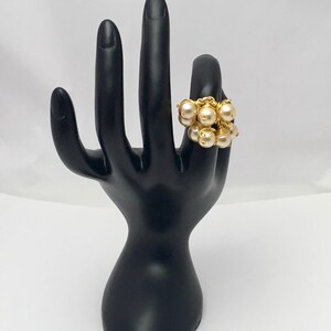 Gold and pearls adjustable ring, coiled ring, hand coiled ring, one of a kind ring